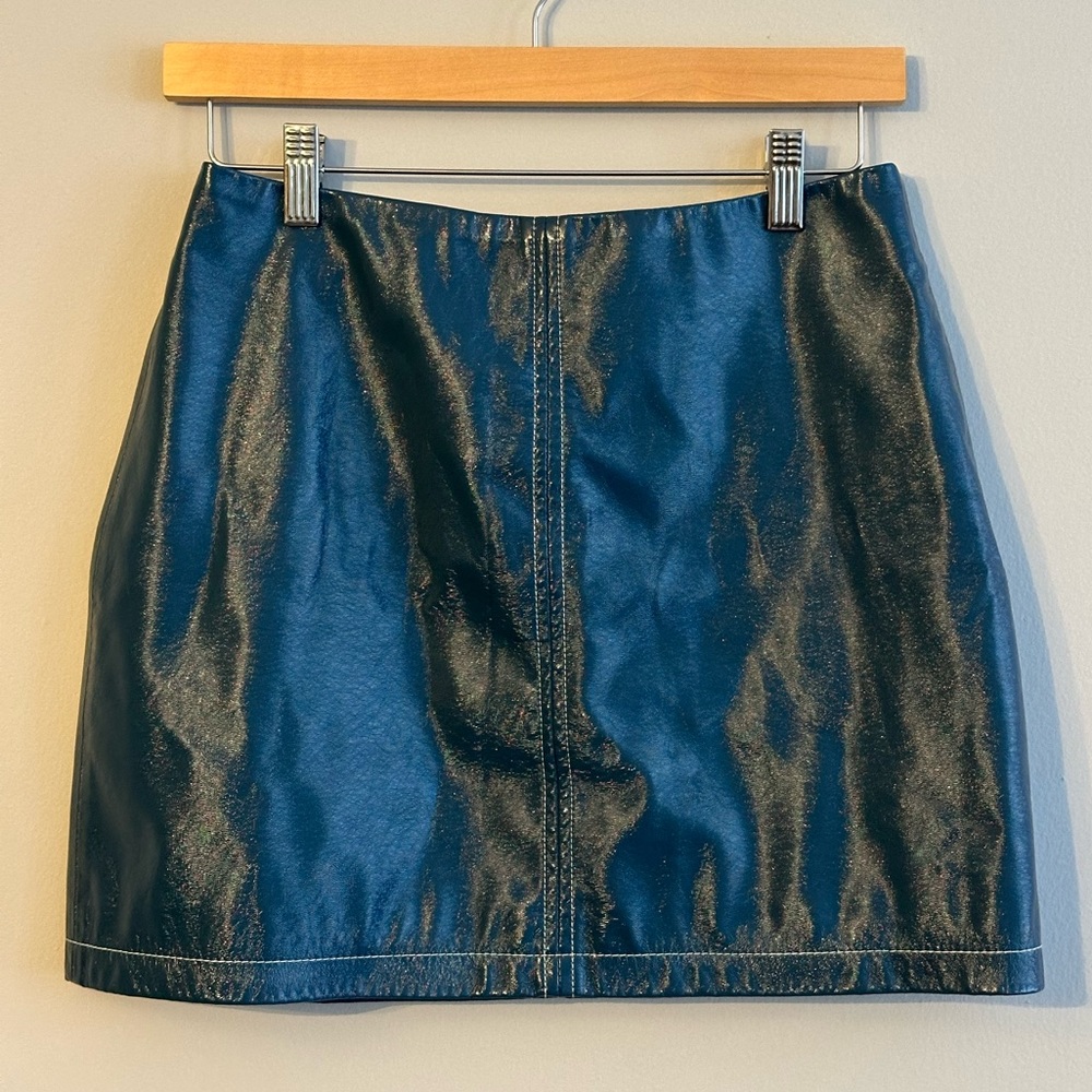 Faux Leather Teal Mini Skirt - Urban Outfitters